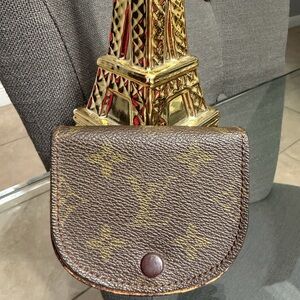 Louis Vuitton Brown and Gold Monogram Coin Pouch